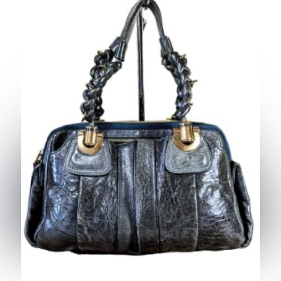 Authentic CHLOE Silver/ gray  Leather Heloise bag .In Excellent used condition. - Picture 3 of 12